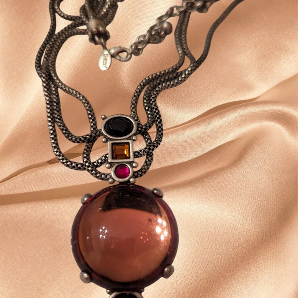 Chico's Amber Cabochon Rhodolite Pendant Necklace - Picture 5 of 9